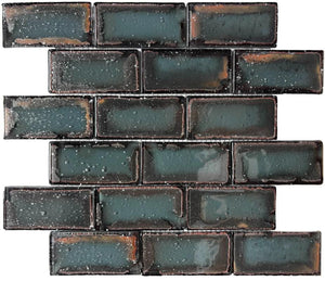 Antique Hematite 2x4 Glass Mosaic Tile 12x12 Sheet