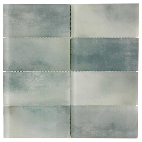Seafoam Mist 3x6 Glass Mosaic Tile 12x12 Sheet