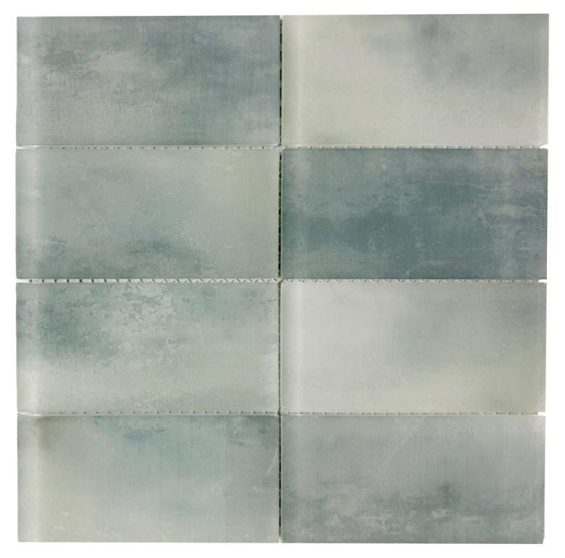 Seafoam Mist 3x6 Glass Mosaic Tile 12x12 Sheet