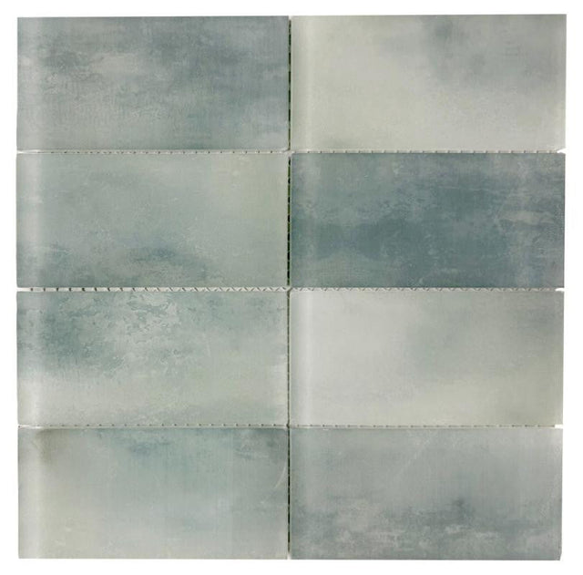 Seafoam Mist 3x6 Glass Mosaic Tile 12x12 Sheet