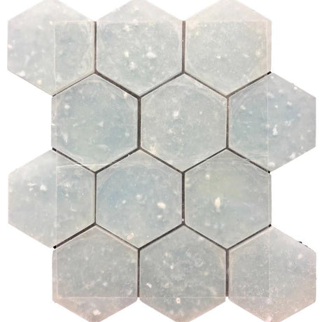 LiquidGlass Atlantic Hex 14x14 Frosted Glass Mosaic Tile