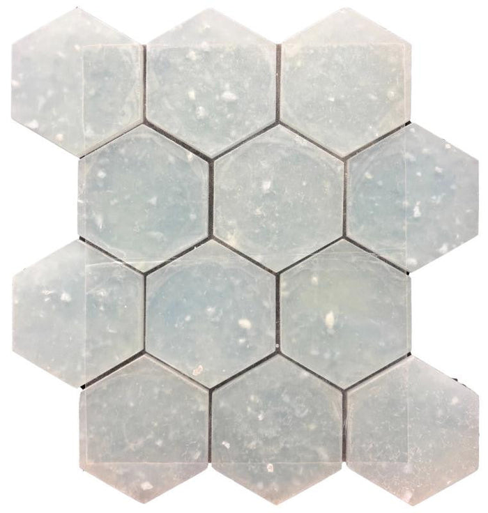 LiquidGlass Atlantic Hex 14x14 Frosted Glass Mosaic Tile 1
