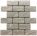 Urban Terrain Medium Gray 2x4 Porcelain Mosaic Tile 12x12 Sheet