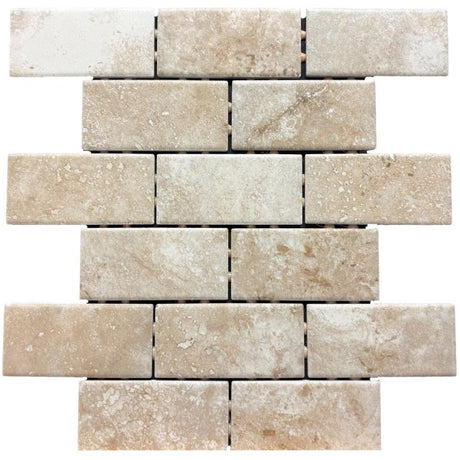 Esta Villa Terrace Beige 2x4 Matte Porcelain Mosaic Tile 12x12