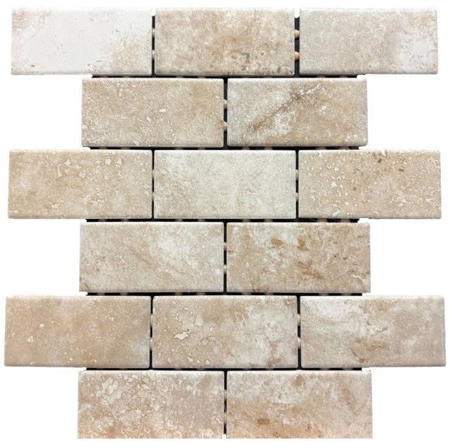 Esta Villa Terrace Beige 2x4 Matte Porcelain Mosaic Tile 12x12