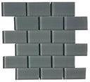 Clear Grey 2x4 Brick Glass Mosaic 12x12 Sheet