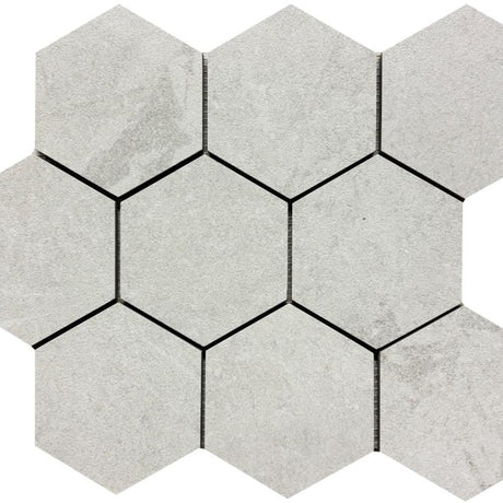 Constanza White 4" Hex Porcelain Mosaic Tile 11x14 Sheet