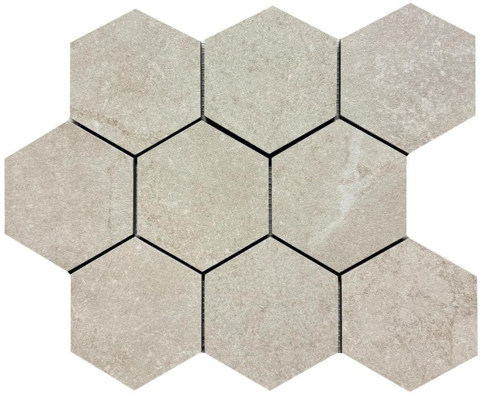 Constanza Desert 4" Hex Porcelain Mosaic Tile 11x14 Sheet