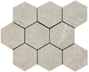 Constanza Desert 4" Hex Porcelain Mosaic Tile 11x14 Sheet