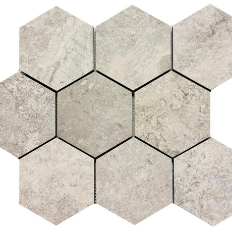 Erding Pearl 4" Hex Matte Porcelain Mosaic Tile 11x14 Sheet
