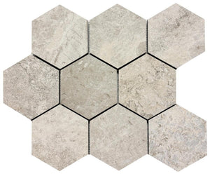 Erding Pearl 4" Hex Matte Porcelain Mosaic Tile 11x14 Sheet