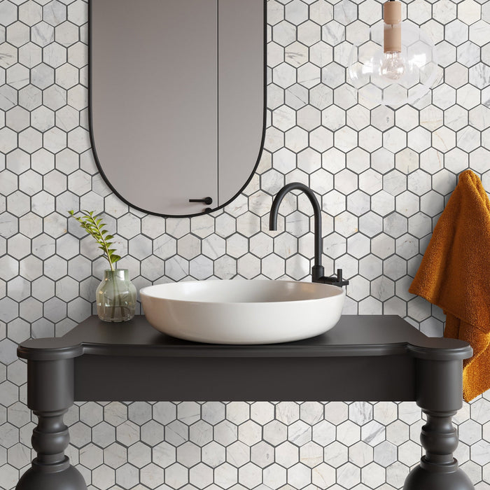 Palia White Dolomite - Mesh Mosaic Tile Collection 3