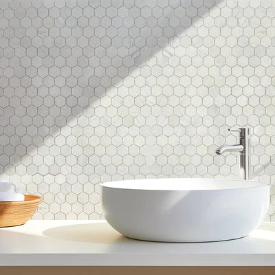 Palia White Dolomite - Mesh Mosaic Tile Collection 5