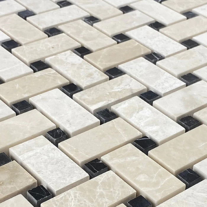 Vanilla Beige Marble - Mesh Mosaic Tile Collection 3