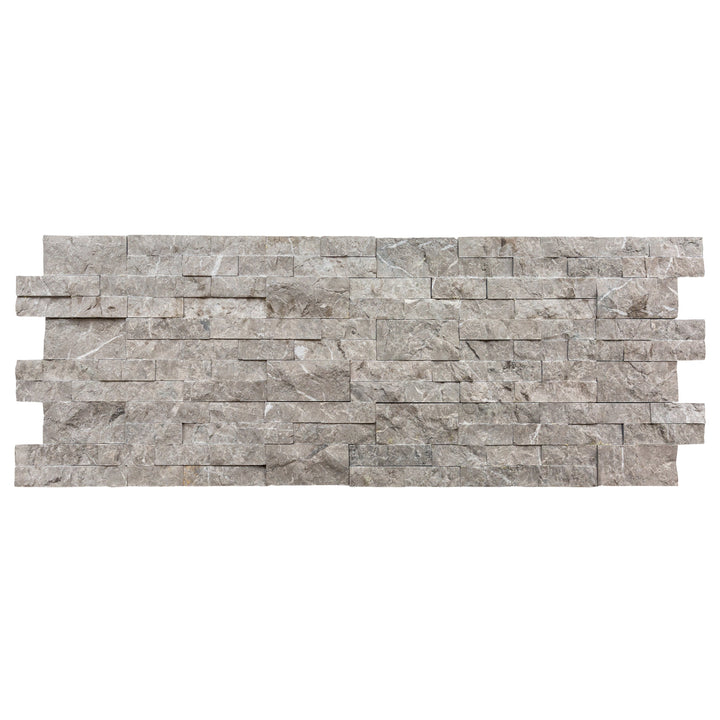 Natural Marble Ledger Panel Collection — Split-Face / Moon Grey 3D Ledger Panel 6" x 24"
