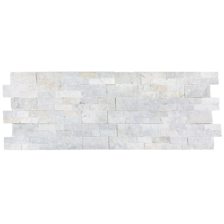 Natural Marble Ledger Panel Collection — Split-Face / Mugla White 3D Ledger Panel 6" x 24"