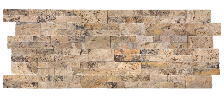 Natural Travertine Ledger Panel Collection — Split-Face / Scabos 3D Ledger Panel 6" x 24"
