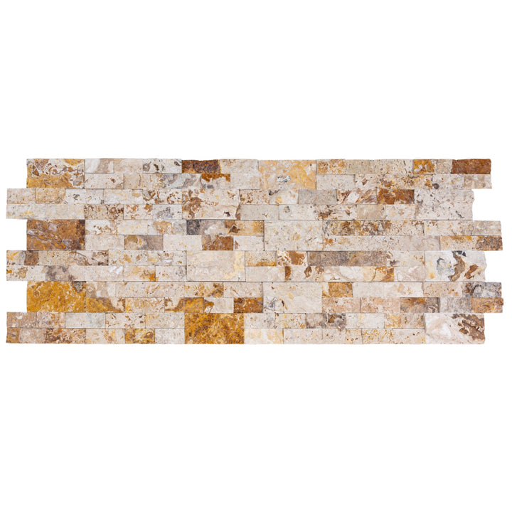 Natural Travertine Ledger Panel Collection — Split-Face / Leonardo Onyx 3D Ledger Panel 6" x 24"