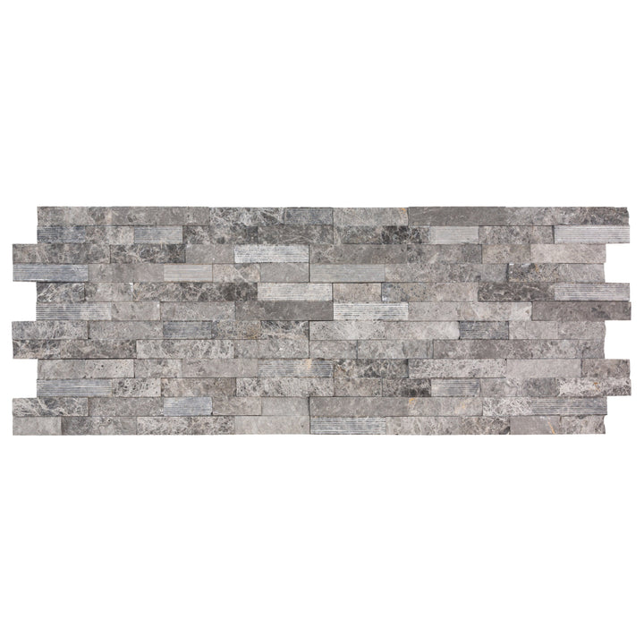 Natural Marble Ledger Panel Collection — Split-Face / Ventana Gray 3D Ledger Panel 6" x 24"