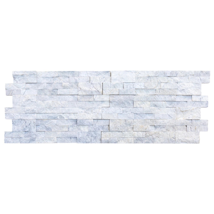 Natural Marble Ledger Panel Collection — Split-Face / Palia White Dolomite 3D Ledger Panel 6" x 24"