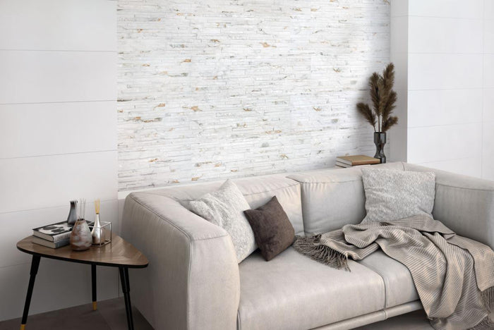 Thuy Blanco 13x36 3D Ledger Look Porcelain Wall Tile 2