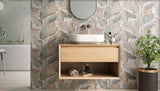 Enya Leaves White 12x40 Ceramic Wall Tile