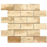 Patara - Mesh Mosaic Tile Collection in 2" x 4" Brick - Honed and Filled