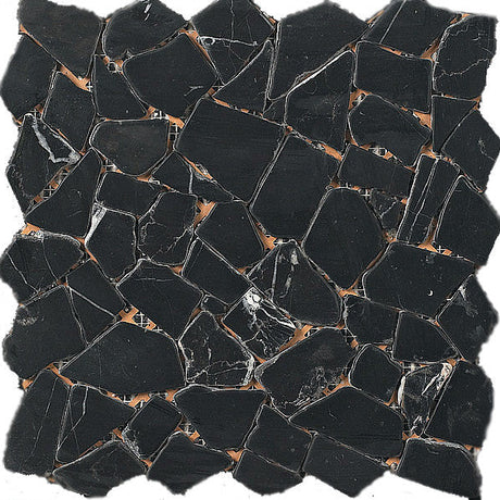 Marmol Nero Marquina Marble Mosaic Tile 12x12 Sheet