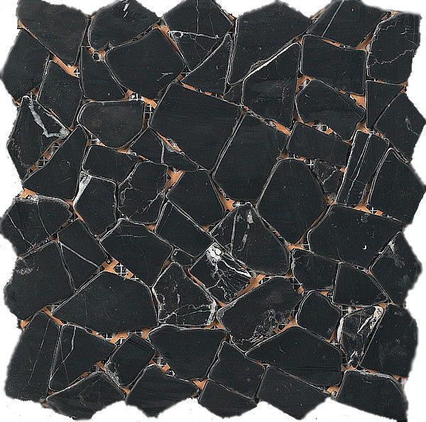 Marmol Nero Marquina Marble Mosaic Tile 12x12 Sheet 1