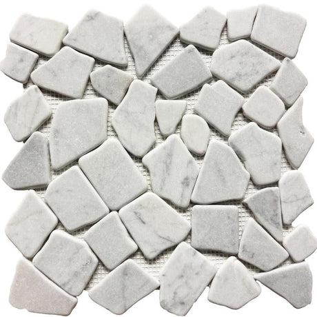 Marmol Bianco Carrara Marble Pebble Mosaic Tile 12x12