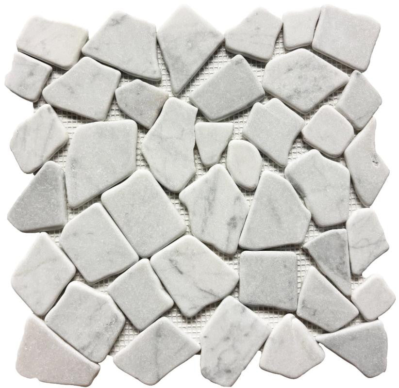 Marmol Bianco Carrara Marble Pebble Mosaic Tile 12x12