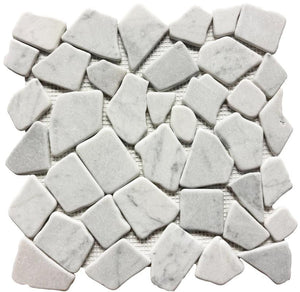 Marmol Bianco Carrara Marble Pebble Mosaic Tile 12x12