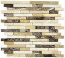 Marble Strips Emperador and Crema Marfil Mosaic Tile 12x12 Sheet