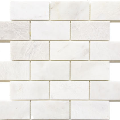 Pearl White Marble 2x4 Polished Mosaic Tile 12x12