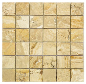 Valencia 2x2 Honed Travertine Mosaic Tile 12x12 Sheet