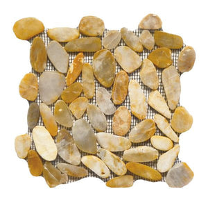 Flat Pebble Honey 12x12 Marble Mosaic Tile