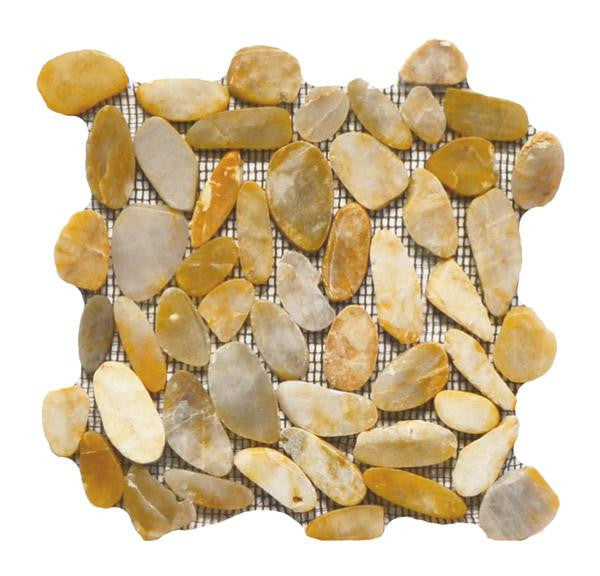 Flat Pebble Honey 12x12 Marble Mosaic Tile 1