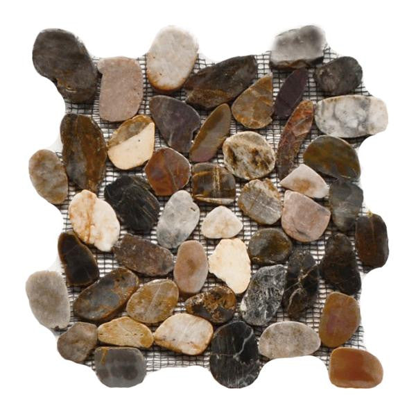 Flat Pebble Multicolor 12x12 Marble Mosaic Tile 1
