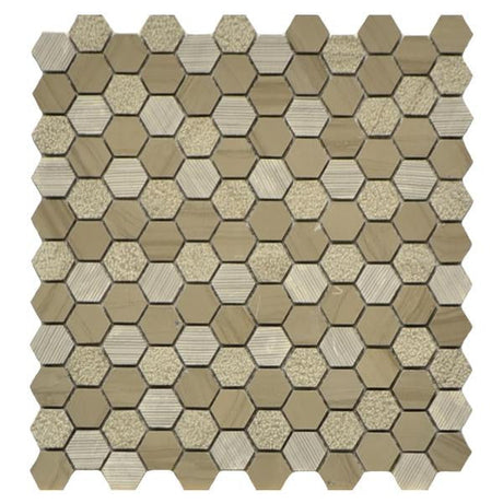 Athens Grey 1" Hex Textured Marble Mosaic Tile 11x12