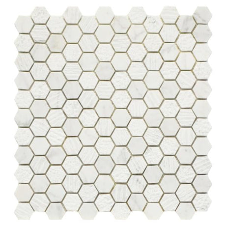 Carrara White 1x1 Hex 11x12 Marble Mosaic Tile
