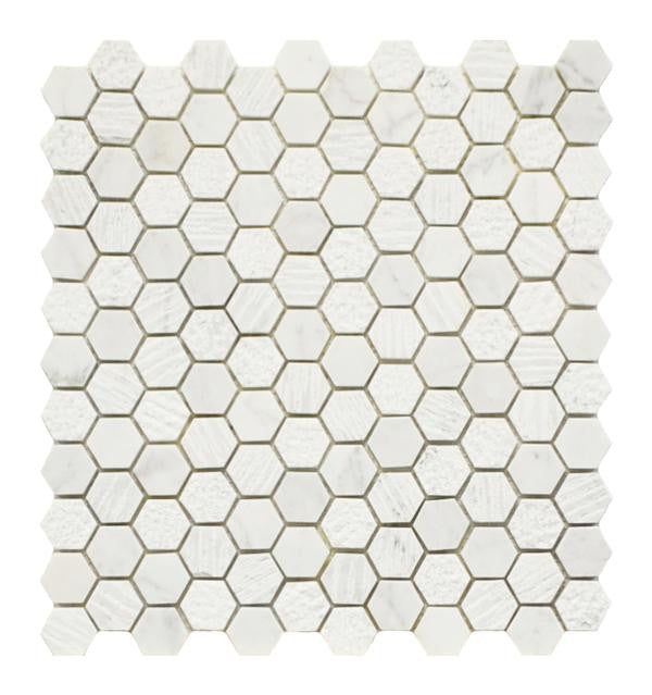Carrara White 1x1 Hex 11x12 Marble Mosaic Tile 1