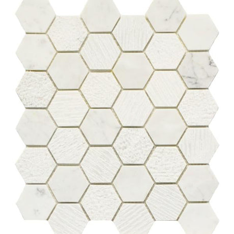 Carrara White 2x2 Hex 10x12 Marble Mosaic Tile