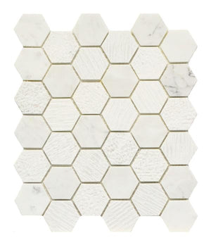 Carrara White 2x2 Hex 10x12 Marble Mosaic Tile