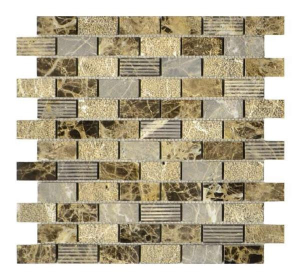 Dark Emperador 1x2 Brick Marble Mosaic Tile 12x12 Sheet