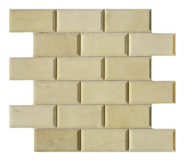 Crema Marfil 2x4 Beveled Brick Marble Mosaic Tile 12x12 Sheet 1