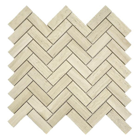 White Wood Herringbone Polished Marble Mosaic Tile 12x13 Sheet
