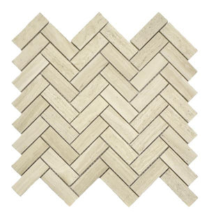 White Wood Herringbone Polished Marble Mosaic Tile 12x13 Sheet