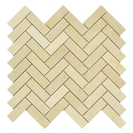 Crema Marfil Herringbone Marble Mosaic Tile 12x13 Sheet