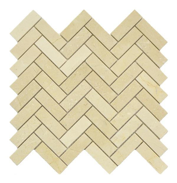 Crema Marfil Herringbone Marble Mosaic Tile 12x13 Sheet 1