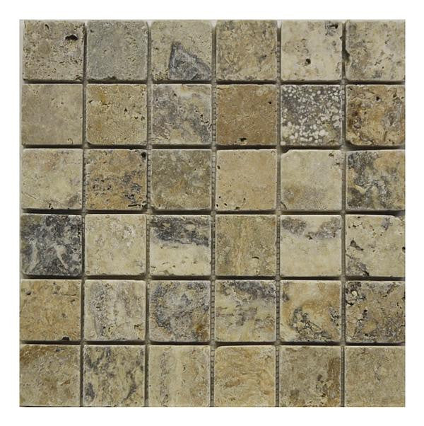 Antique Onyx 2x2 Tumbled Travertine Mosaic Tile 12x12 Sheet 1